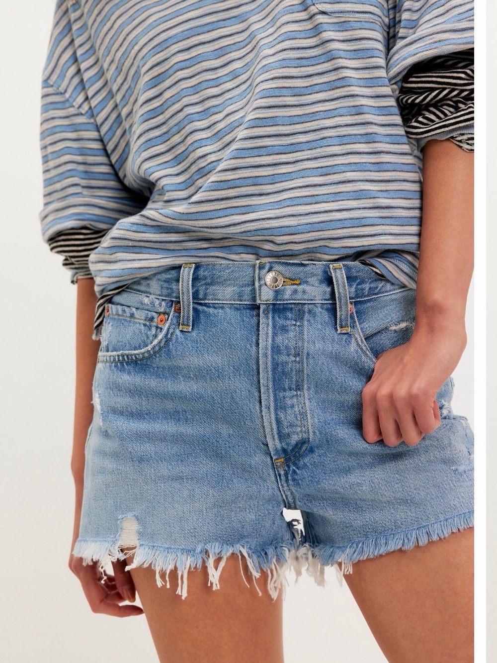 Agolde Parker distressed denim shorts - Swapmeet